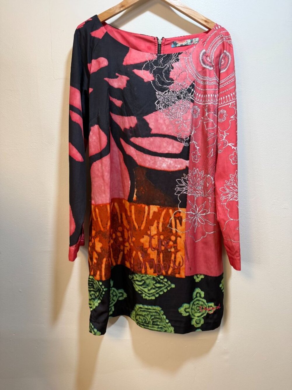 Desigual Womens Feel the Rainbow Long Sleeve Tunic Shift Dress Size 44 L/XL